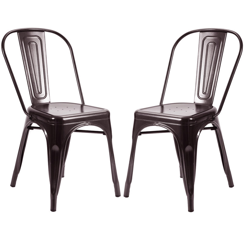 Williston Forge Chaise de patio empilable à dossier haut Theodosia